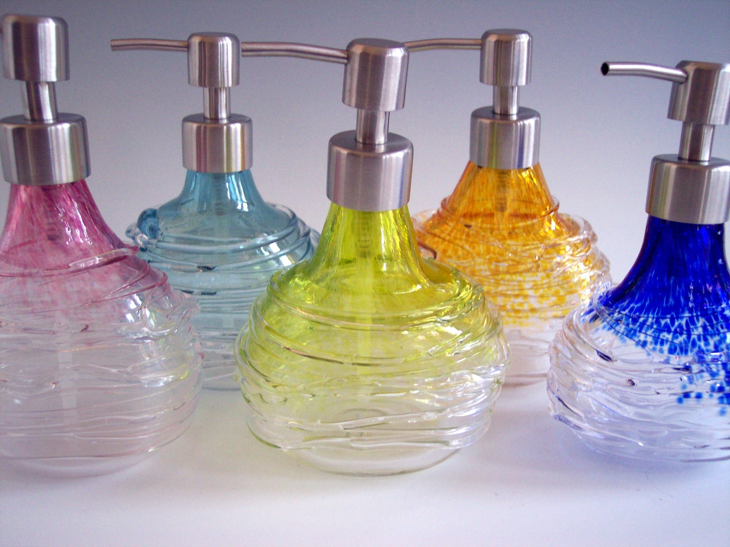 Glass Soap Dispenser. Hand Blown Glass Liquid Soap Bottle Etsy