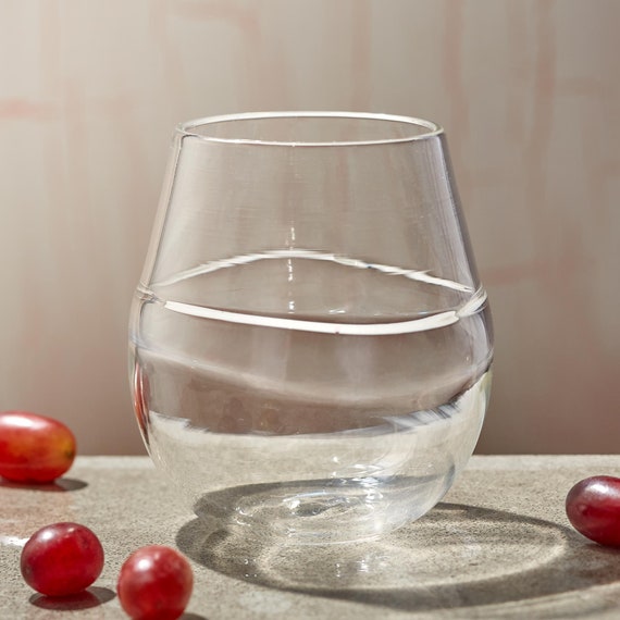 Stemless Wine Glasses Clear Hand Blown Glass Sets Cocktail Bar