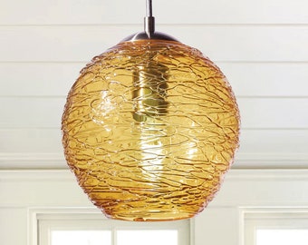 Pendant Light • Hand Blown Glass • Stella Gold • Made to Order