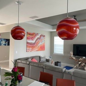 Orange/Fuscia Wave Pendant Light image 1