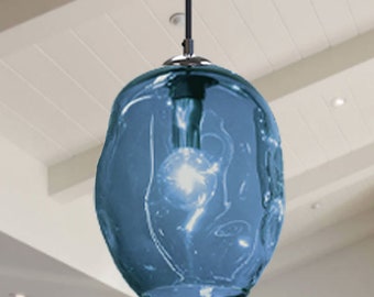 Petra Pendant Light in Bluestone. Kitchen Island Lighting . Made in USA.
