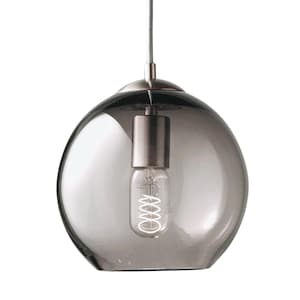 Grey Round Pendant Light • Hand Blown Glass • Ready to Ship!