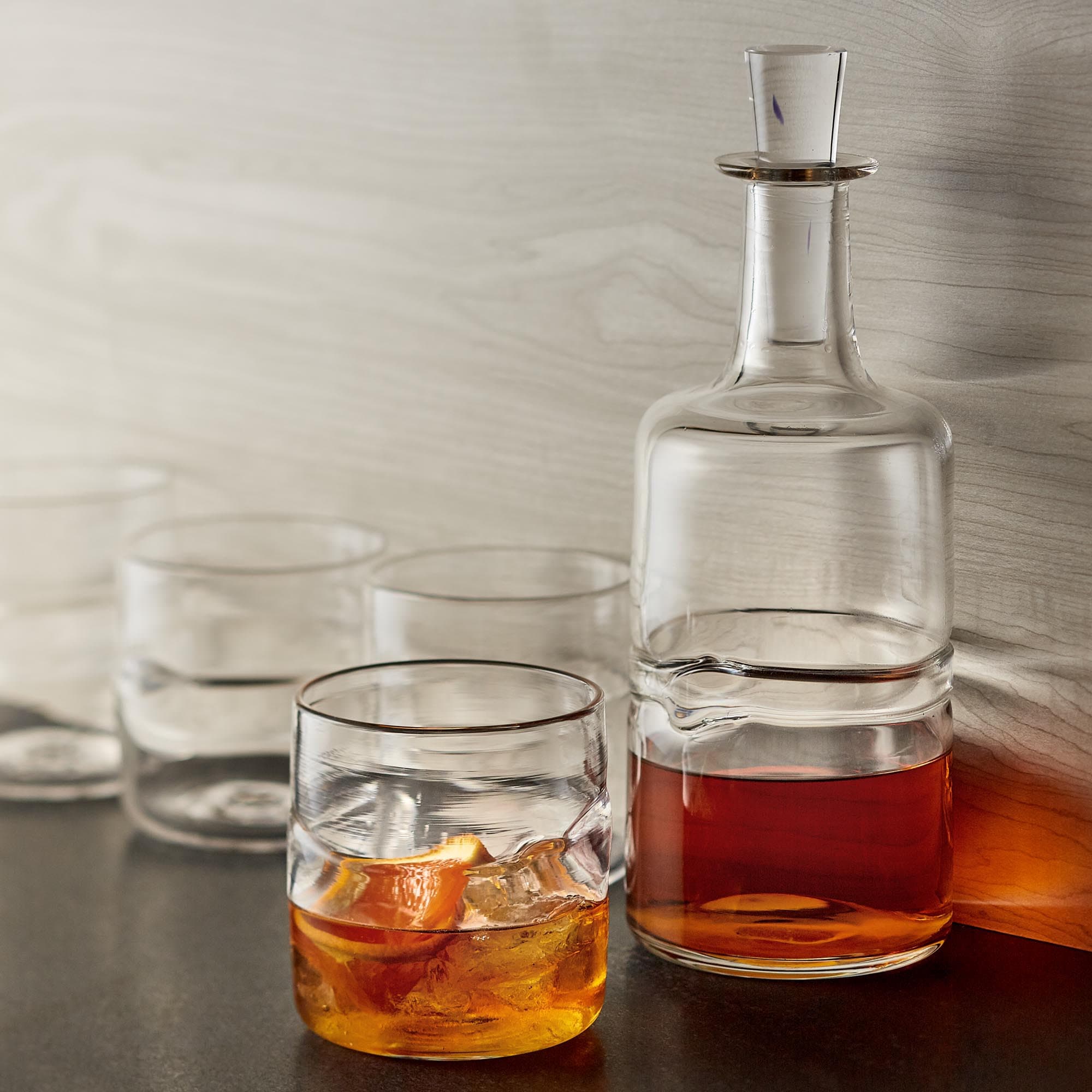 Set de Verrerie Soufflée | Verres Bourbon Transparent Soufflés à La Main Whisky Cocktail Low Balls L