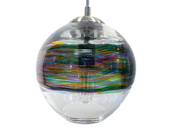 Mundgeblasenes Glas Aurora Pendellicht: Juwel Ton Akzent Beleuchtung • Vorgefertigt!