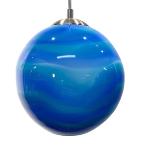 Blue Wave Hand Blown Glass Pendant Light • Ready-Made!