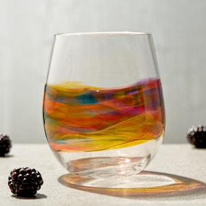 Verres à vin sans pied pour cocktails, vin ou sangria. Verres, articles de bar et ensembles de verres soufflés à la main faits à la main. Fabriqué sur commande depuis les États-Unis. image 5