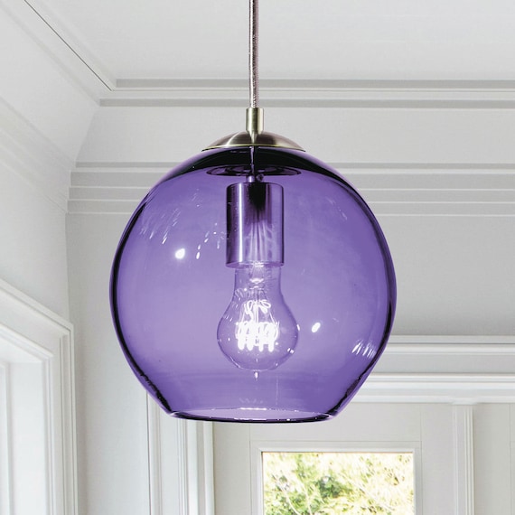 Pendant Light Hand Blown Glass Metro Violet Made to Order Etsy