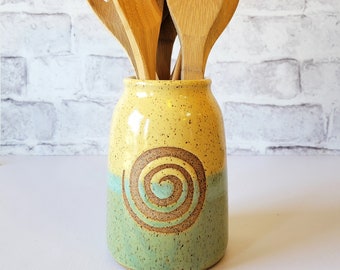 Sunny Yellow & Bamboo Spiral Vase - Ceramic flower vase - Wheel thrown Pottery Vase - 9th Anniversary Vase - Centerpiece Vase - Bouquet Vase