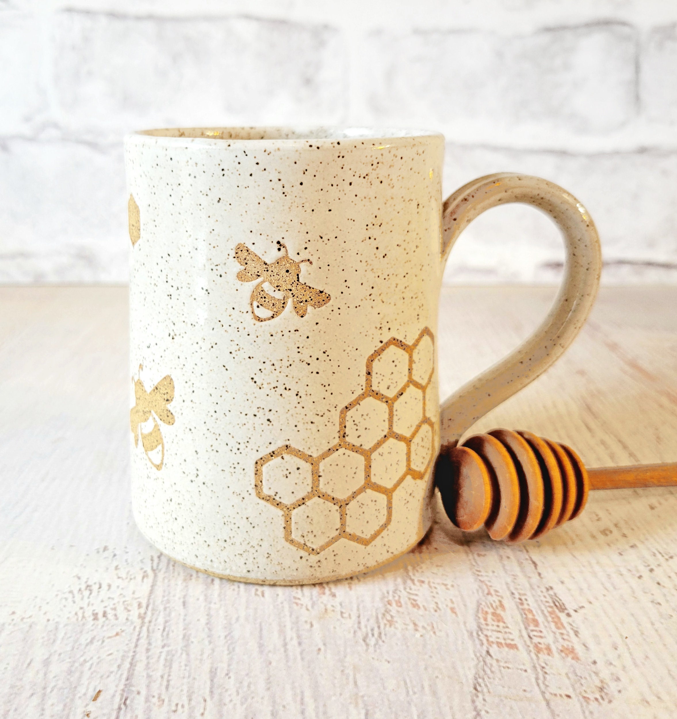 Coffee Cup Pottery Handmade, Honeycomb Cup, Bee Pottery Cup, Large