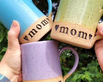 Mom Mug - Choice of Color - Mug for Mom - Coffee Mug for Mom - Colorful pottery mug - Mom pottery mug - Handmade Ceramic mug for mom