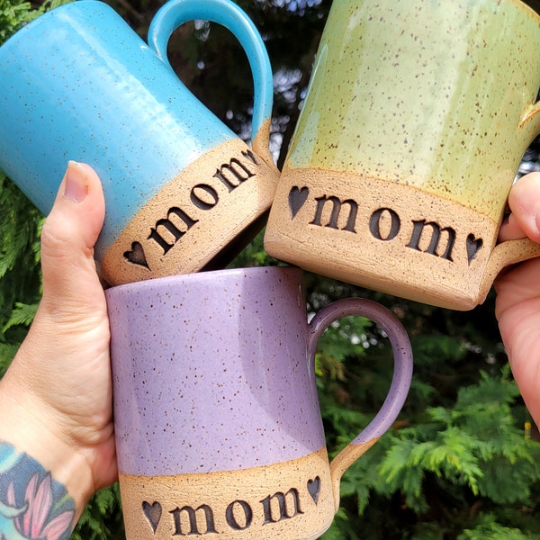 Mom Mug - Choice of Color - Mug for Mom - Coffee Mug for Mom - Colorful pottery mug - Mom pottery mug - Handmade Ceramic mug for mom