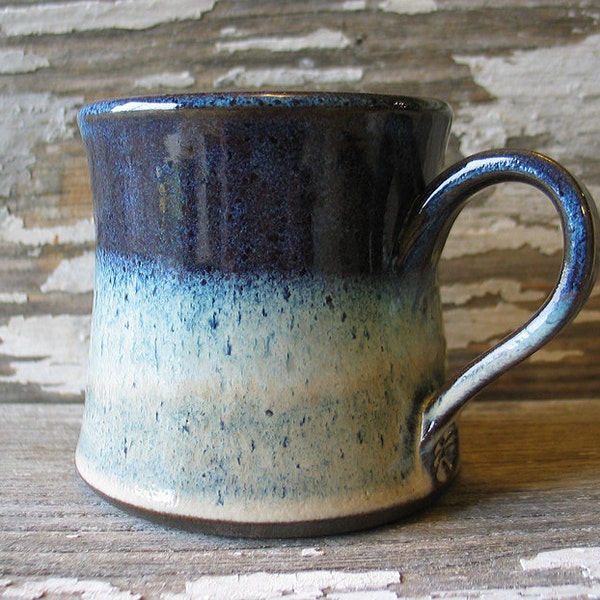 Handmade Pottery Mug - Dual Color Mugs - Denim & Linen - Stoneware Mug - Coffee Cup - Tea