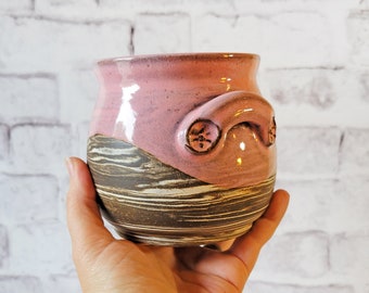 Pink Cauldron Succulent planter - Handmade Pottery - Indoor Plant - Pink Pottery Cauldron - Cute Halloween - Witches Cauldron - Witchy Gifts