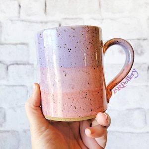 Lavender Purple and Pink Handmade Pastel Pottery Mug