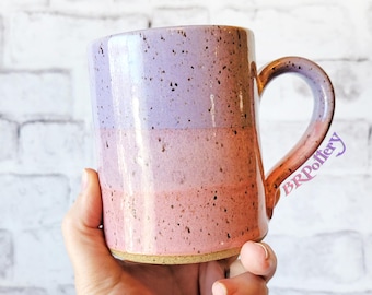 Lavender Purple and Pink Handmade Pastel Pottery Mug