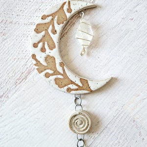 Moon Crystal Wall Hanging Doorway Decor White Moon Art Vertical