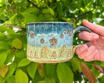 Night Time Camping Mug - Woodland Soup Mug - Handmade Pottery Mug - Adventure - Coffee Mug - Coffee Cup - Tea Cup - IN STOCK