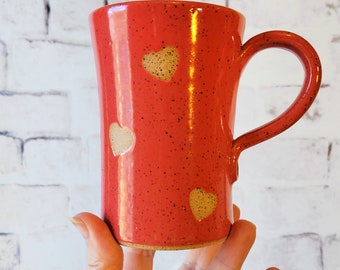 Slender Heart Mug - Ceramic heart mug - Mug with hearts - Valentine's day gift - Mug for Mom - cozy pottery mug - cute mug