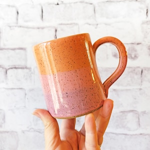 Tangerine and Pink Mug - Handmade Pottery - Orange Mug - Island Sunset - cute and colorful pottery - PRE-ORDER NEXT Batch