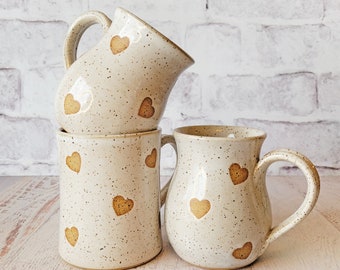 Heart Mug - Ceramic heart mug - Mug with hearts - Valentine's day gift - Mug for Mom - coffee lover mug - cozy pottery mug - PRE-ORDER