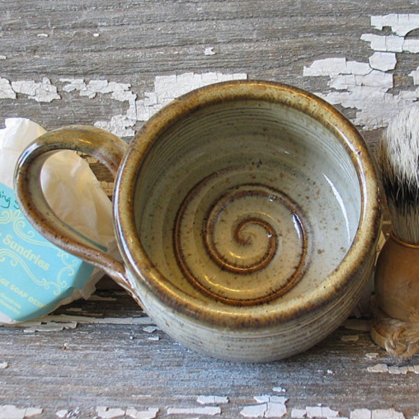 Shaving Bowl in Golden Oak glaze - Shave Cup - Shave Soap - Men's Gift Set