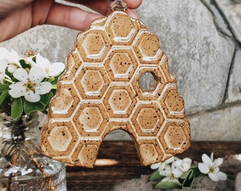 Bee Hive Christmas Ornament - Handmade Pottery - Honey - Honeybee - Beekeeper gift - Holiday - Christmas Tree - IN STOCK