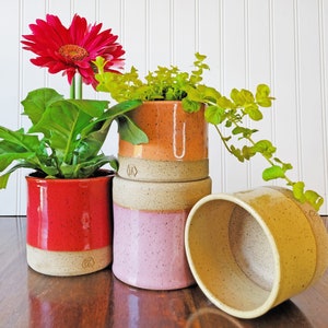 Colorful Indoor Planter Ceramic Planter Pottery Planter Flower pot with drain holes Planter with drainage Herb Planter for indoors image 3