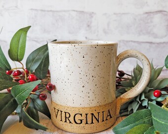 VIRGINIA mug - Virginia pottery mug - state mug - Pottery mug - handmade pottery mug - ceramic mug - Made In Virginia - Virginia Pottery