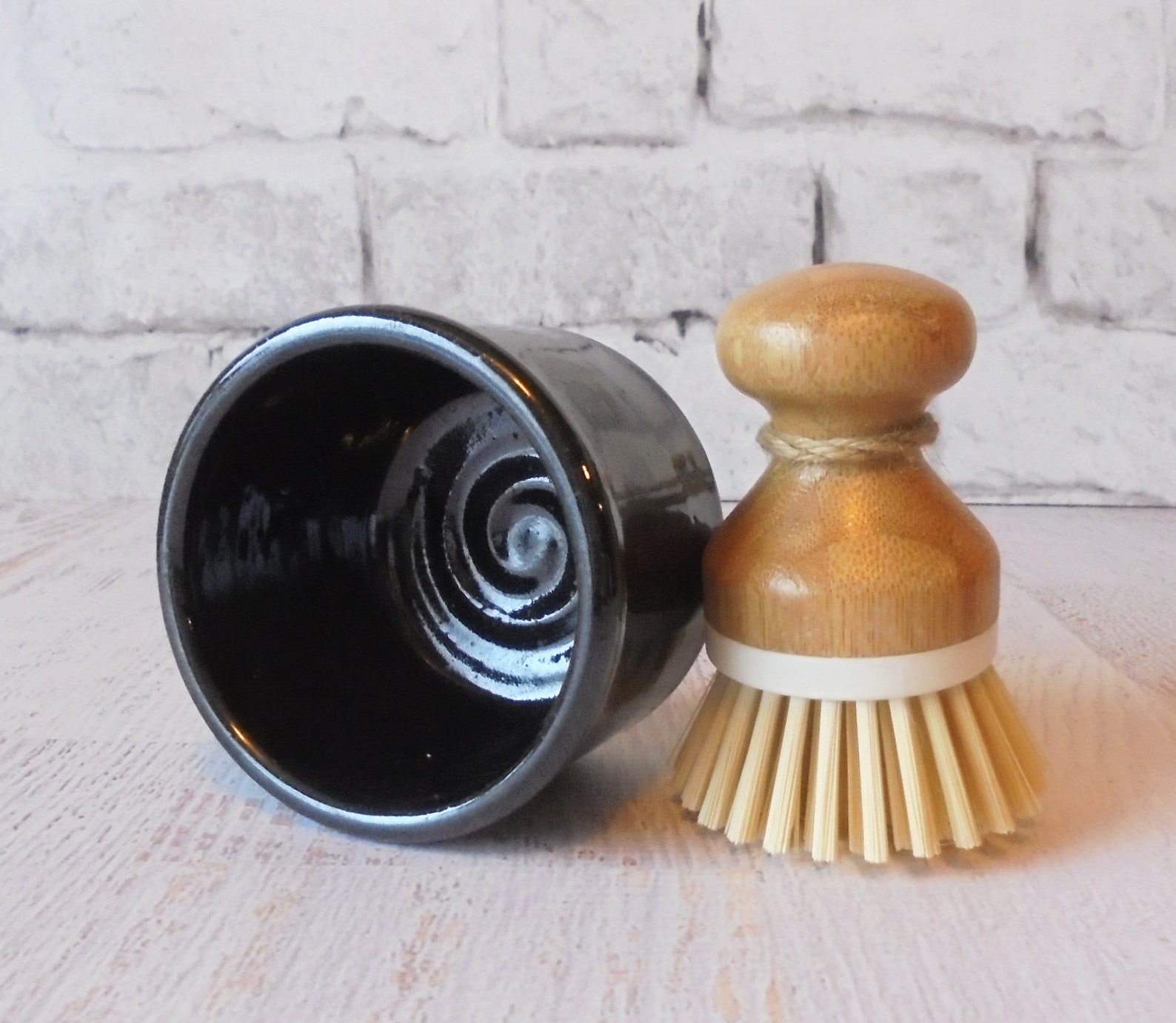 Scrub Brush Holder Glossy Black Pot Brush Holder Kitchen Etsy