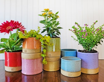 Colorful Indoor Planter - Ceramic Planter - Pottery Planter - Flower pot with drain holes - Planter with drainage - Herb Planter for indoors