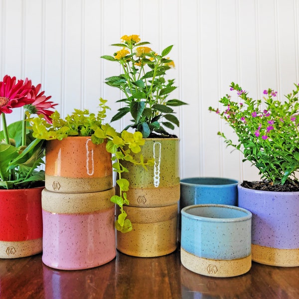 Colorful Indoor Planter - Ceramic Planter - Pottery Planter - Flower pot with drain holes - Planter with drainage - Herb Planter for indoors