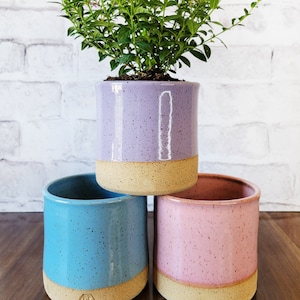 Colorful Indoor Planter Ceramic Planter Pottery Planter Flower pot with drain holes Planter with drainage Herb Planter for indoors image 4