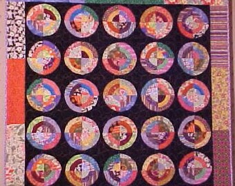 Quilt Wall Hanging Spinning Circles Raw Edge Applique Modern