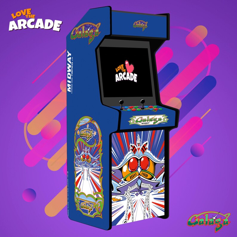 thumbnail image 2 of StickerSmith Galaga Arcade Side Art – 6pc Blue Set – Quality Mame Bezel CPO Marquee 2 of 6