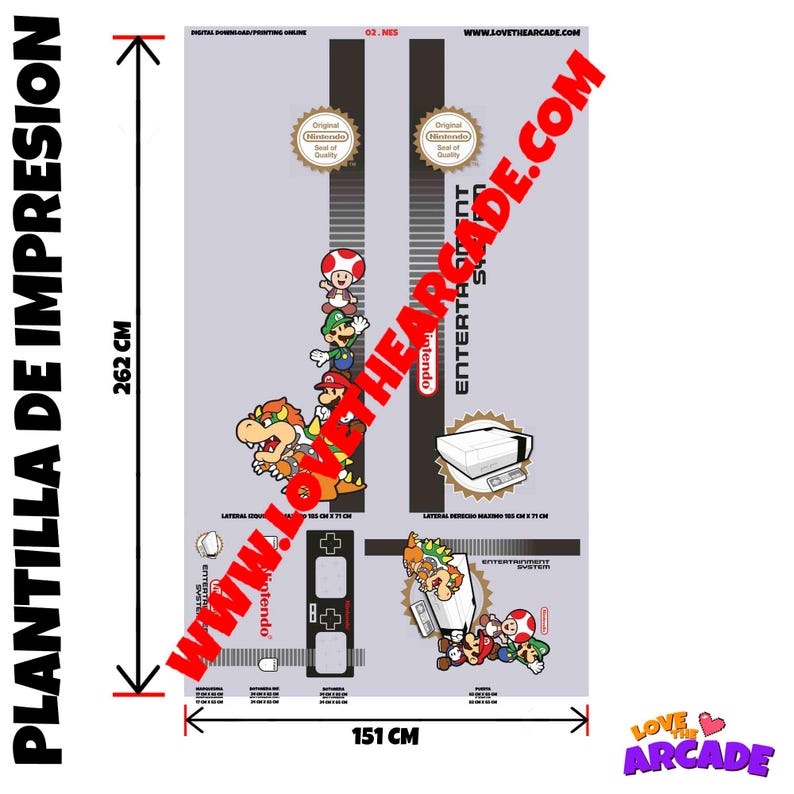 NES Arcade Cabinet Machine Artwork Graphics Vinyl Stickers Decals - Etsy