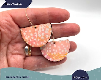 Pink Dangle Earrings - Stylish Reversible Earrings - Hand Painted Earrings, Light Weight and Perfect for Any Occasion!