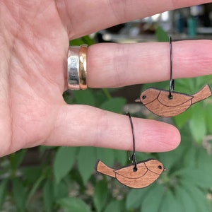 Birdie Wood Dangle Earrings image 3