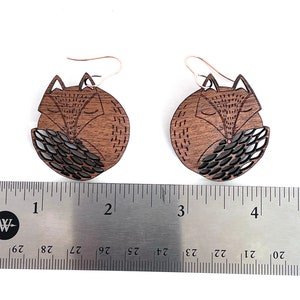 Sleepy Fox Wood Dangle Earrings image 3