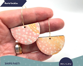 Stylish Pink Earrings - Reversible Earrings - Hand Painted, Light Weight and Perfect Earrings for Any Occasion!