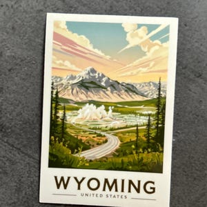 Wyoming State Sticker | Water Bottle Sticker | Laptop Sticker | State Art | Yellowstone | Grand Teton | National Park | Nature | Outside