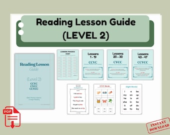 Reading Lesson Guide Level 2 (CCVC, CVCC, CCVCC) Toddlers, Preschoolers and Kindergarteners / Double Consonant / Digraph / Short Vowel Sound
