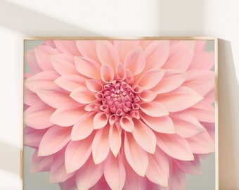 Pink Dahlia Print, Fine Art Flower Photography Print Pink Flower, Wall Art for Above Couch, Home Decor, Living Room Artwork, Large Wall Art