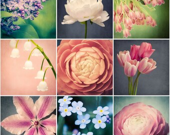 Flower Photography Print Set, Affordable Wall Art, Colorful Wall Art Set, Mini Portfolio Floral Print Set, Flower Art Prints, 5x5 Art Prints