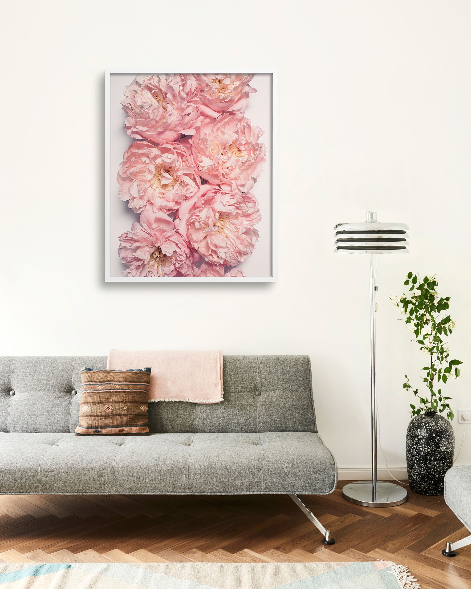 Peony Print Pale Pink Art Bedroom Wall Art Vertical Art | Etsy