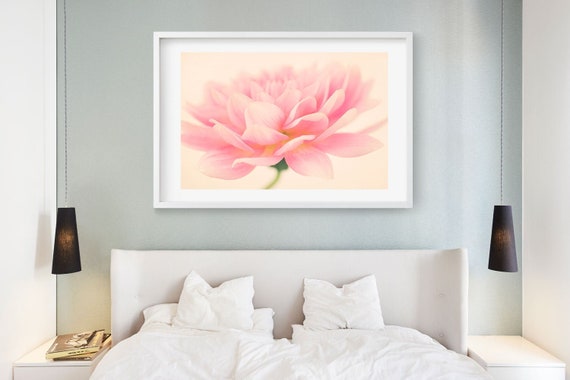 Bedroom Wall Art Blush Pink Decor Dahlia Art Pale Pink Wall Art Large Wall Art Feminine Wall Decor Office Decor For Women Flower Art