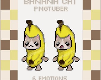 Banana Cat Meme Pngtuber: Pixel Art Streaming Asset (Instant Download)