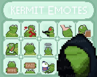Kermit the frog meme emotes for streaming | twitch/discord |  Premade Pixel art Emotes