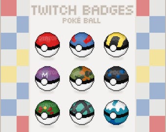 Poké Ball Pixel Art Badges for Twitch (Digital Download)