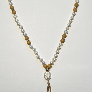 Kids Pearl Mala with Gold-Plated Ruby Pendant