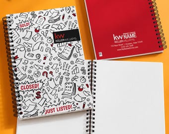 Cuaderno espiral personalizado para agentes de Keller Williams, cuadrícula de puntos, centro de mercado inmobiliario, logotipo, material de oficina, artículos personalizados de KW Gear